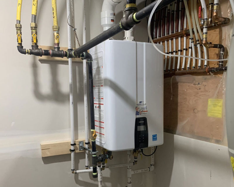 tankless water heater on wall