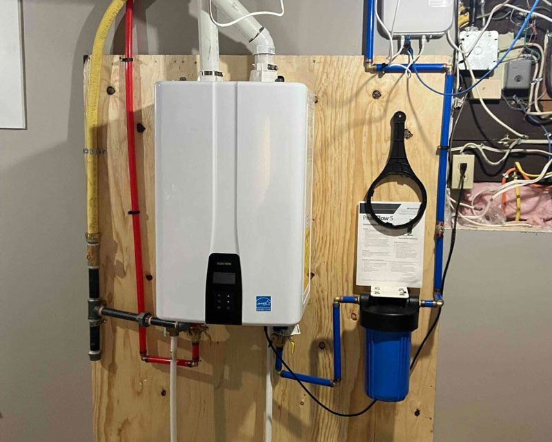 tankless water heater on wall