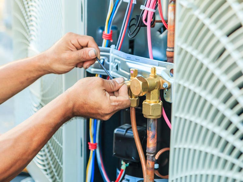 person working on ductless split