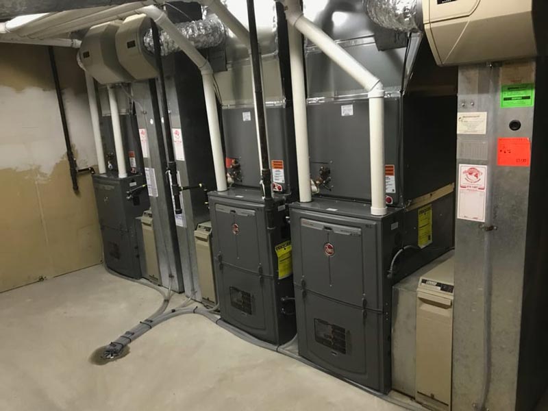 heating service units in basement