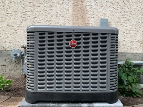 A heat pump was installed outside a house in Alberta, Canada